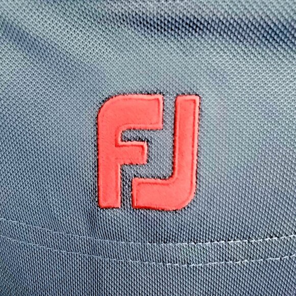 FootJoy Golf Polo Shirt Mens 2XL Blue Pink Trim FJ Logo Performance Stretch - Picture 7 of 8